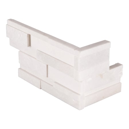 Arctic White Multi Finish L Corner Ledger Panel 6X18 Honed Marble Wall Tile, 6PK